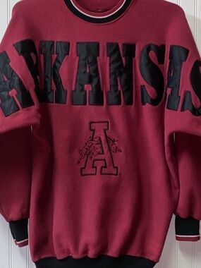 90s Arkansas Razorbacks BIG LETTER Sweatshirt XL Basketball Football Vin…